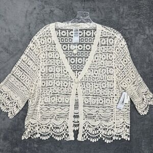 Liverpool Los Angeles Crochet Lace Bolero Sweater Womens Small/ Medium Ivory NWT